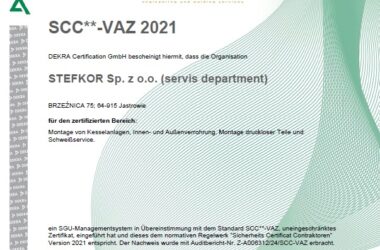 Stefkor certificate scc vaz 2021 DE