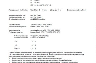 Zertifikat QS ISO3834 AD2000 DGRL de 2